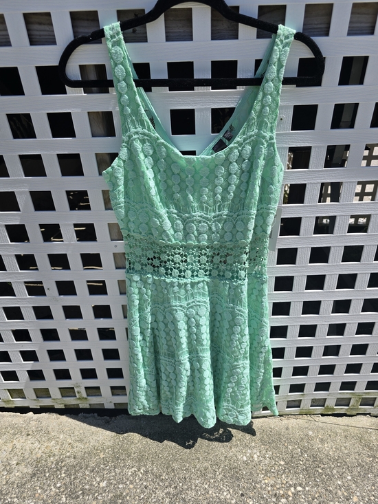 Trixxi Dresses & Skirts - Mint Green Crochet Lace Fit & Flare Dress - Sz. 11